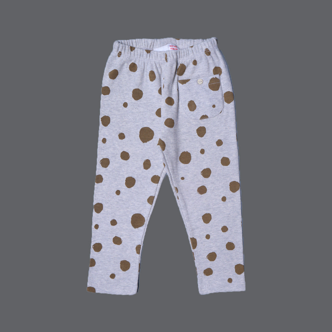 GREY WITH GREEN POLKA DOT WITH POCKET RIBBED FABRIC PAJAMA TROUSER Secondary image