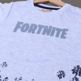 ASH WHITE FORTNITE PRINTED HALF SLEEVES T-SHIRT