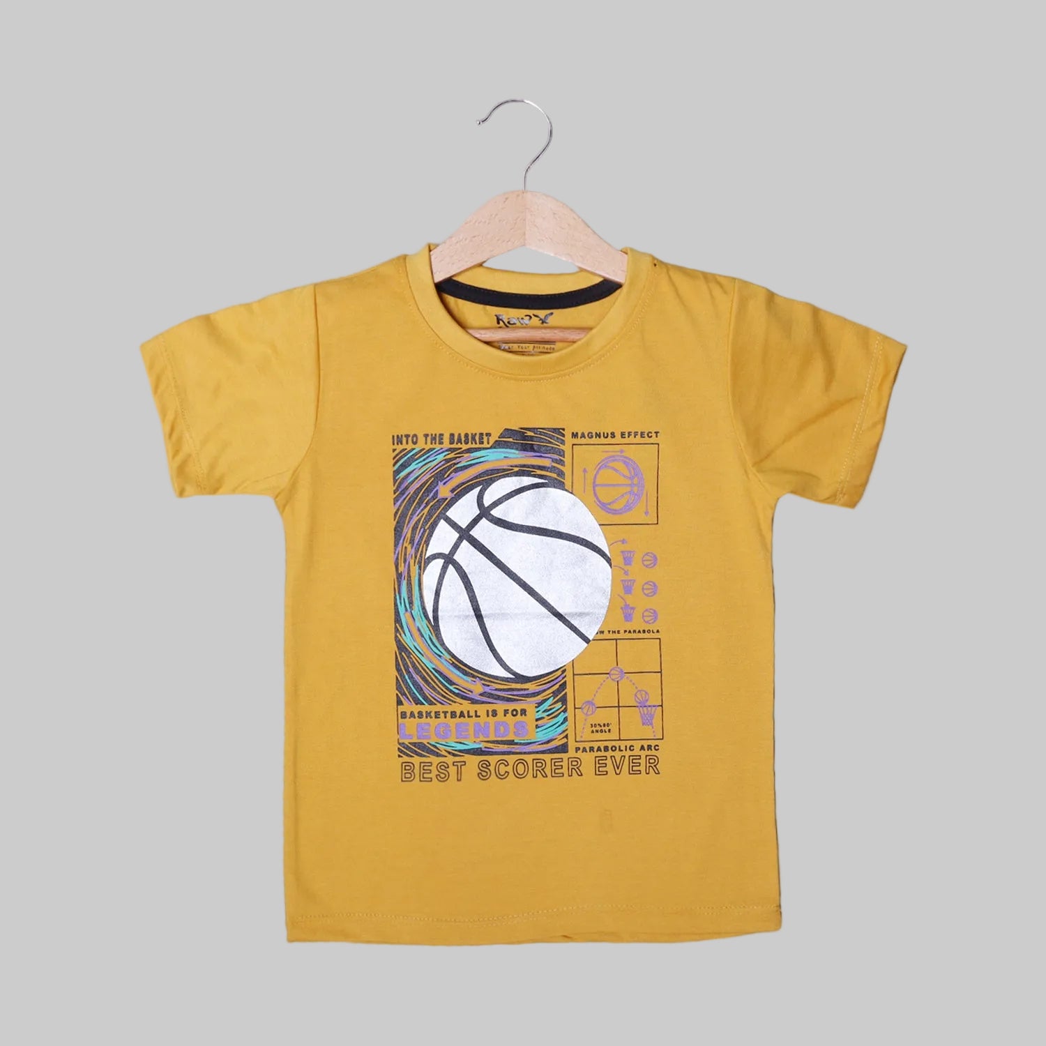 MUSTARD BASKET BALL PRINTED HALF SLEEVES T-SHIRT Secondary image