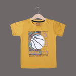 Load image into Gallery viewer, MUSTARD BASKET BALL PRINTED HALF SLEEVES T-SHIRT
