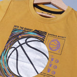 MUSTARD BASKET BALL PRINTED HALF SLEEVES T-SHIRT