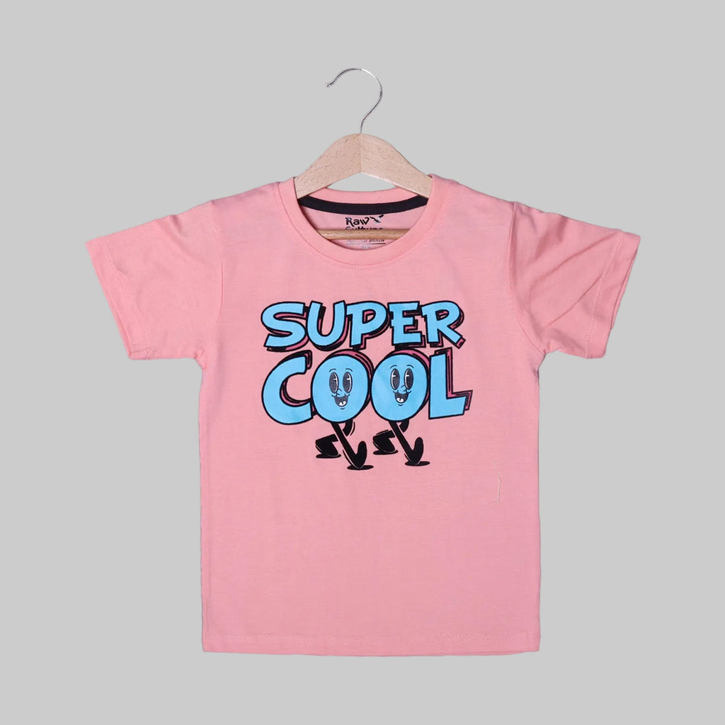 PINK SUPER COOL PRINTED HALF SLEEVES T-SHIRT