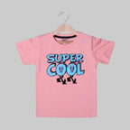 PINK SUPER COOL PRINTED HALF SLEEVES T-SHIRT