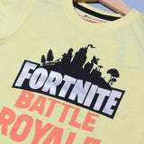 YELLOW FORTNITE BATTLE PRINTED HALF SLEEVES T-SHIRT