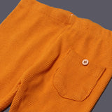 MUSTARD PLAIN WITH BACK POCKET RIBBED FABRIC PAJAMA TROUSER