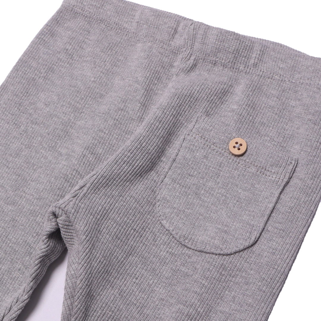 HAZEL GREY PLAIN WITH BACK POCKET RIBBED FABRIC PAJAMA TROUSER