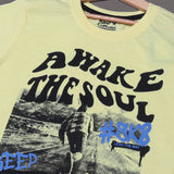 YELLOW AWAKE THE SOUL PRINTED HALF SLEEVES T-SHIRT