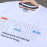 WHITE STYCHF PRINTED HALF SLEEVES T-SHIRT