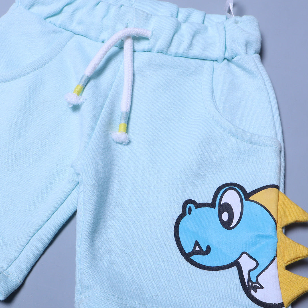 SKY BLUE DINOSAUR PRINTED SHORTS FOR SUMMERS