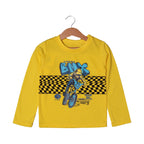 YELLOW BMX BIKE PRINTED FULL SLEEVES T-SHIRT