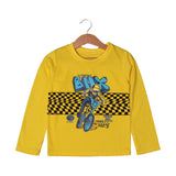 YELLOW BMX BIKE PRINTED FULL SLEEVES T-SHIRT