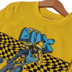 YELLOW BMX BIKE PRINTED FULL SLEEVES T-SHIRT