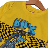 YELLOW BMX BIKE PRINTED FULL SLEEVES T-SHIRT