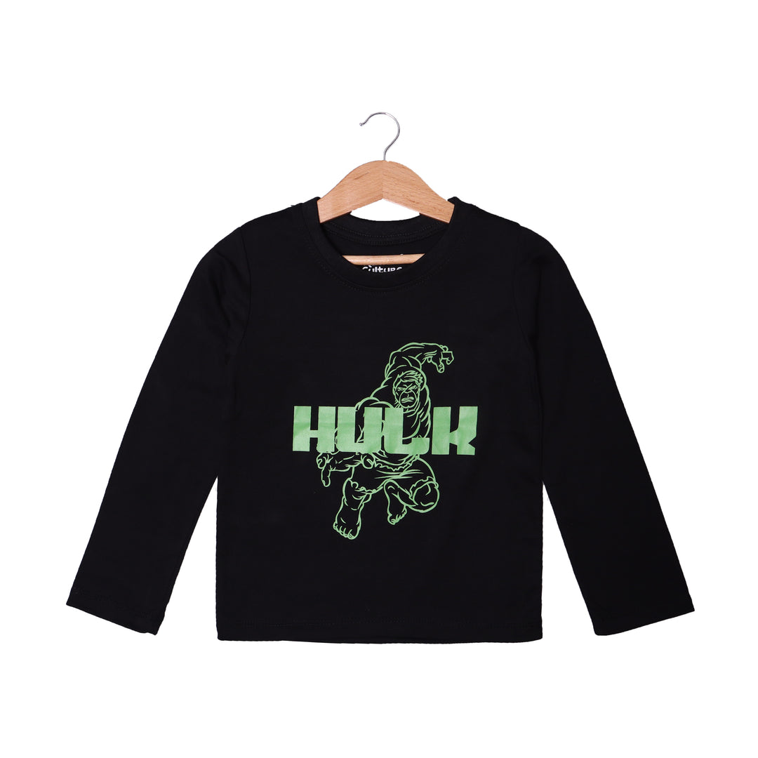 BLACK HULK PRINTED FULL SLEEVES T-SHIRT