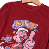MAROON THE BEST POPEYE PRINTED FULL SLEEVES T-SHIRT