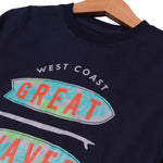 Load image into Gallery viewer, NAVY BLUE GREAT WAVES PRINTED FULL SLEEVES T-SHIRT
