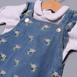 DENIM FLOWERS WITH WHITE INNER PRINTED DUNGREE SET FOR GIRLS