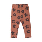 BROWN BLACK FLOWERS PRINTED RIBBED FABRIC PAJAMA FOR GIRLS