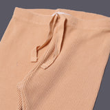 FAWN WITH KNOT BOTTOM FRIL THERMAL FABRIC PLAIN PAJAMA TROUSER