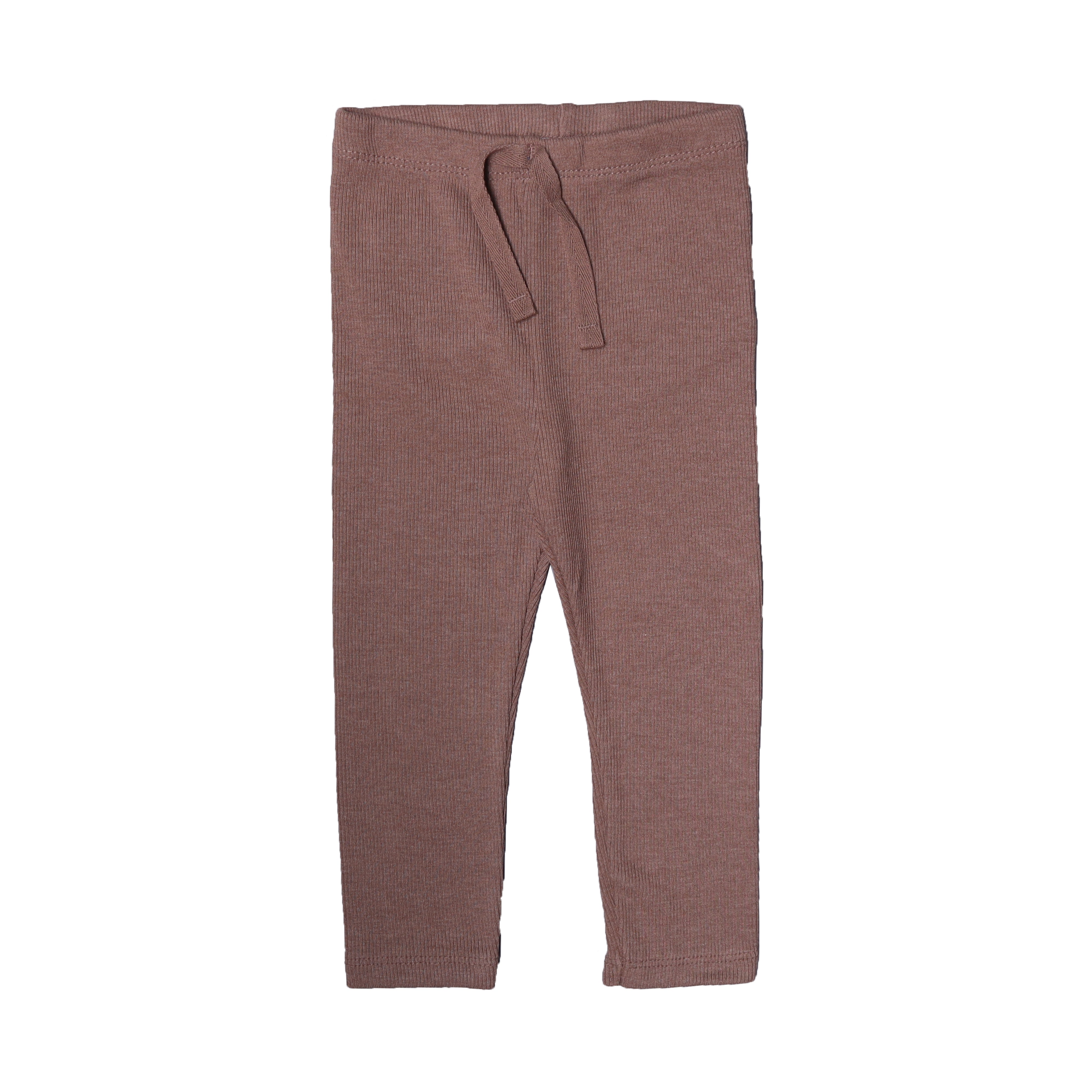BROWN RIBBED FABRIC WITH KNOT PLAIN PAJAMA TROUSER Main image