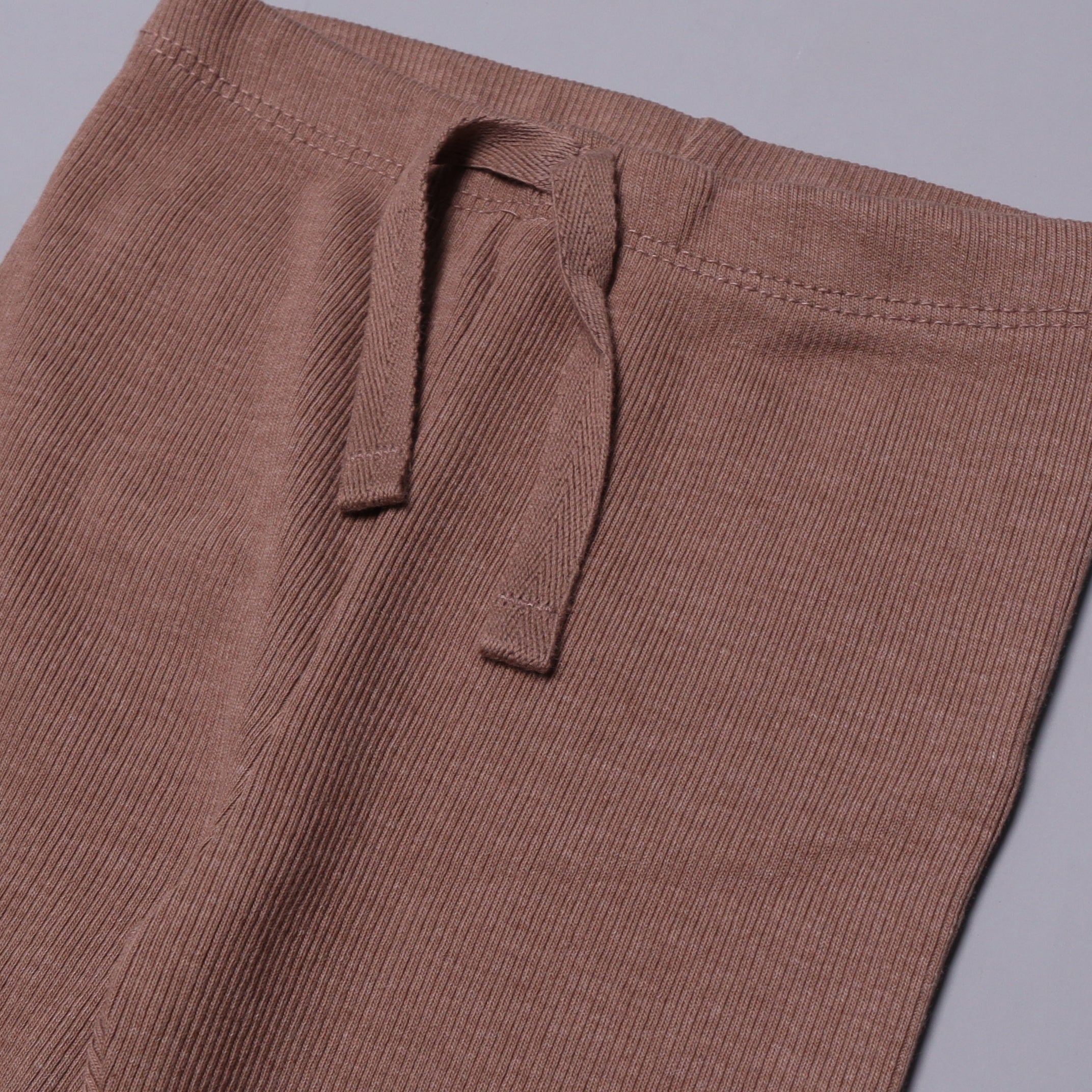 BROWN RIBBED FABRIC WITH KNOT PLAIN PAJAMA TROUSER Secondary image