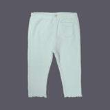 SEA GREEN PLAIN RIBBED FABRIC BOTTOM FRIL PAJAMA TROUSER