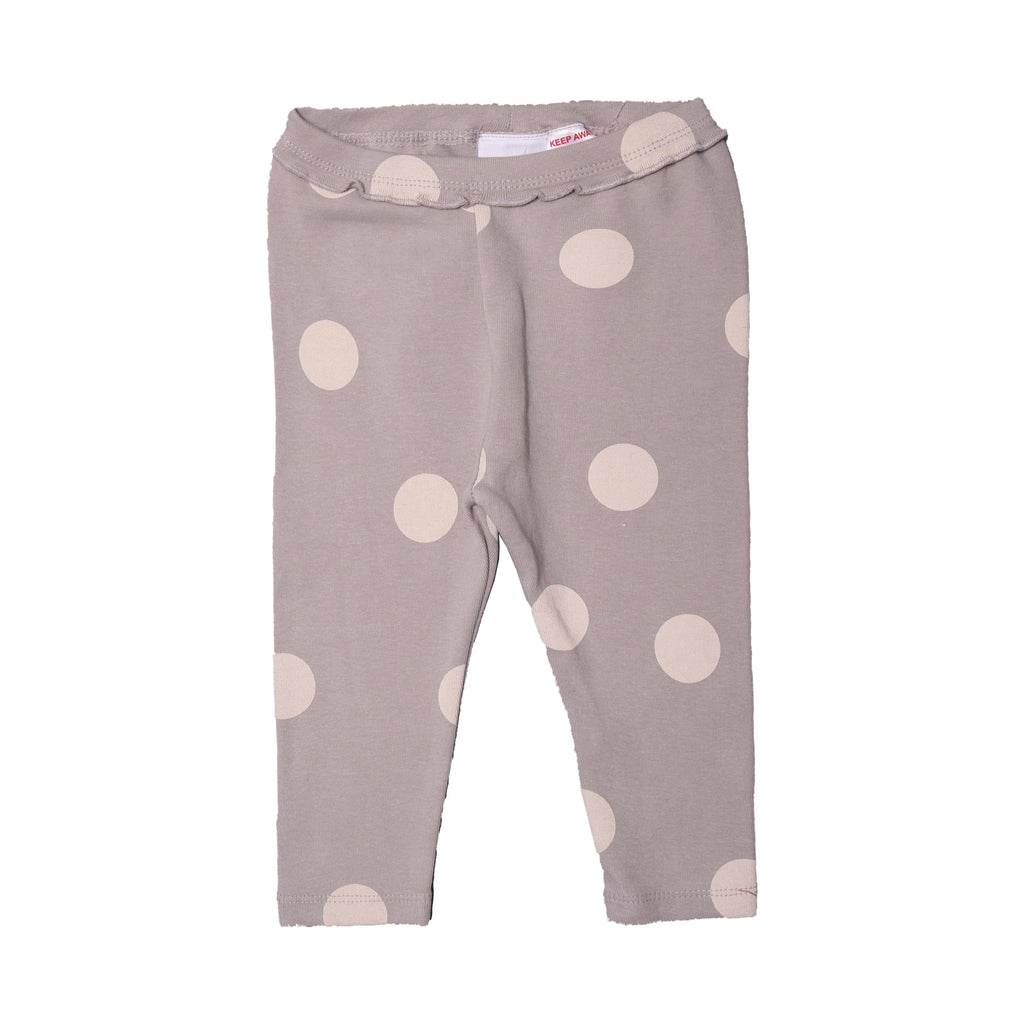 GREY BIG POLKA DOTS HEAVY RIBBED FABRIC PAJAMA FOR GIRLS
