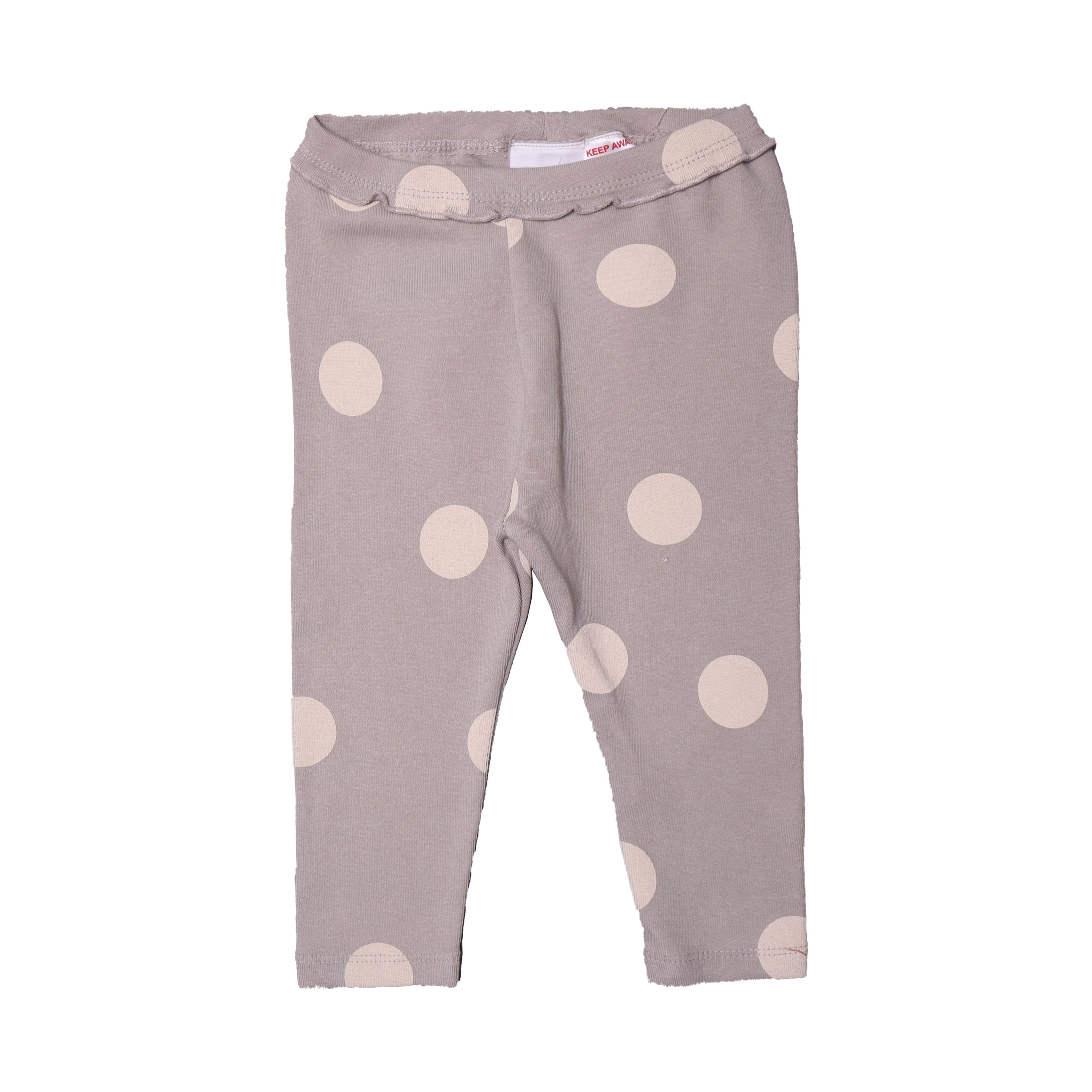 GREY BIG POLKA DOTS HEAVY RIBBED FABRIC PAJAMA FOR GIRLS