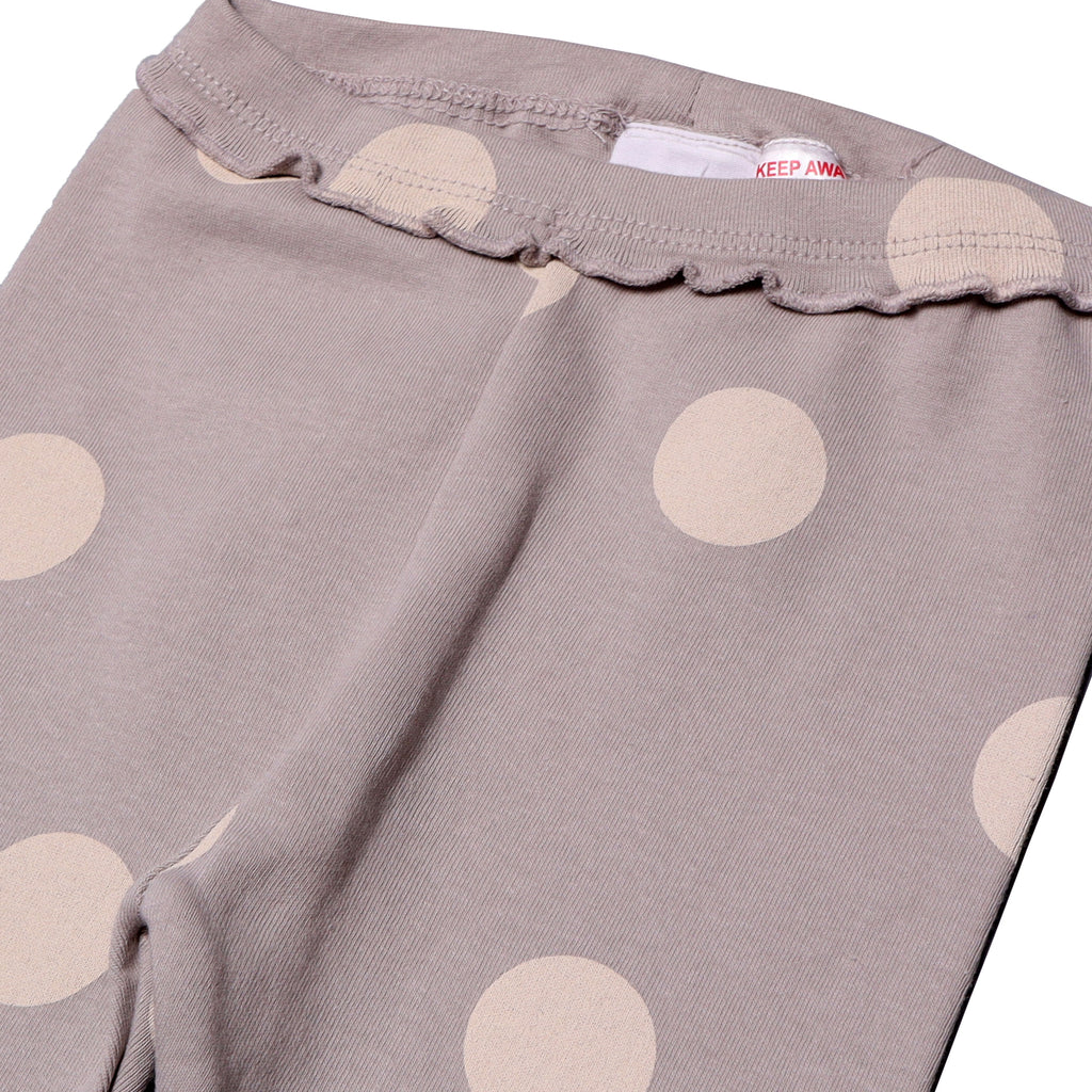 GREY BIG POLKA DOTS HEAVY RIBBED FABRIC PAJAMA FOR GIRLS