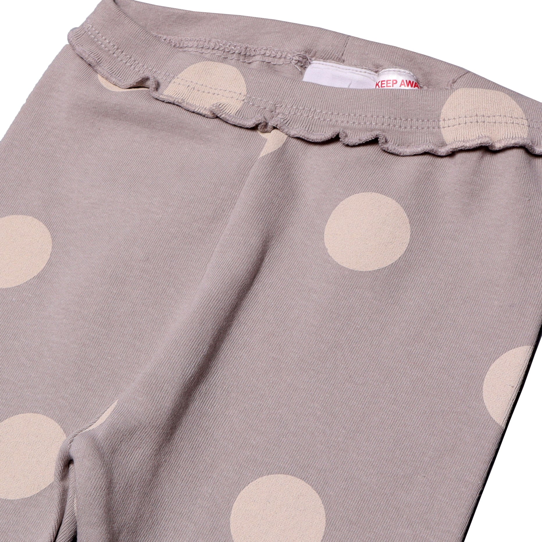 GREY BIG POLKA DOTS HEAVY RIBBED FABRIC PAJAMA FOR GIRLS