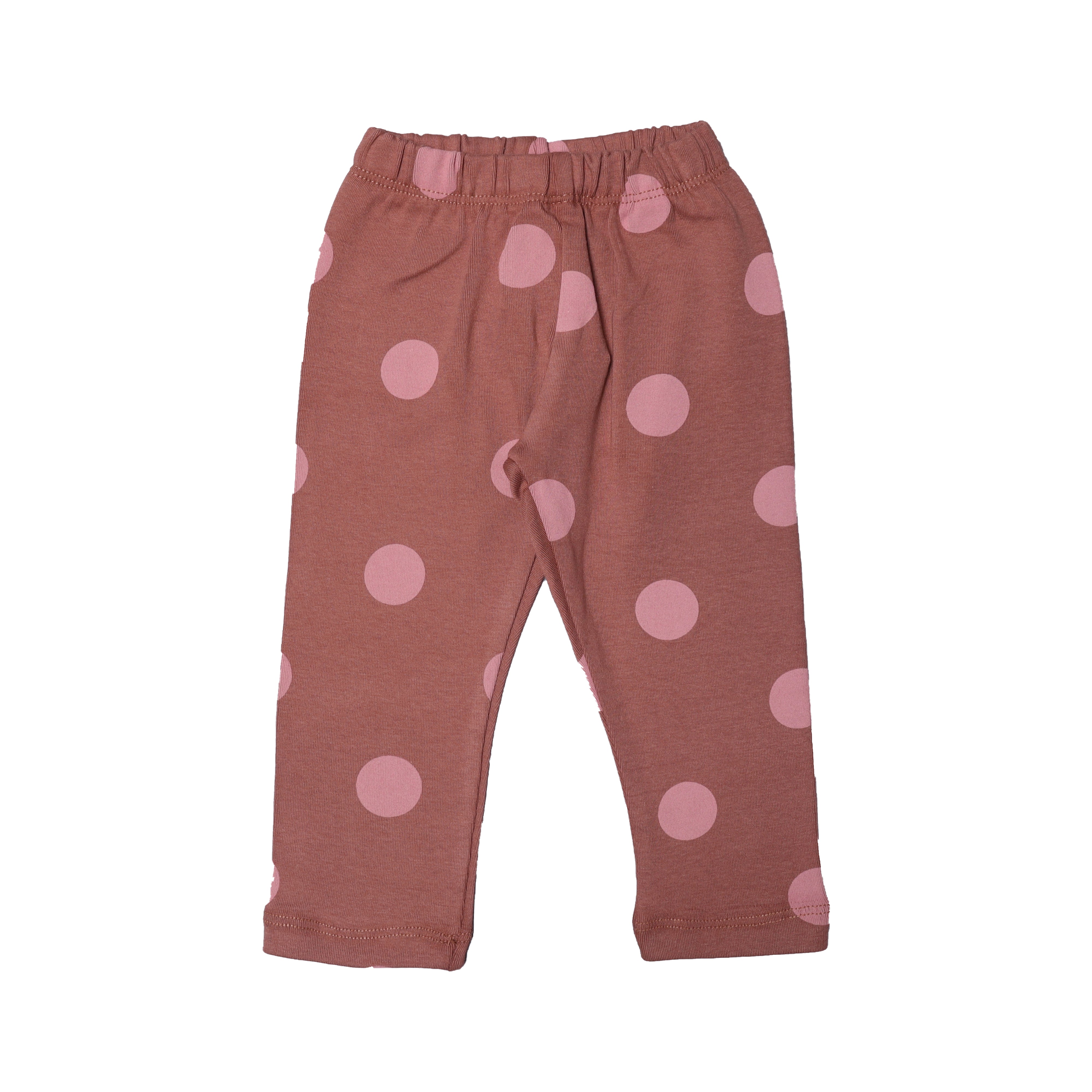 BROWN POLKA DOTS PRINTED HEAVY RIBBED FABRIC PAJAMA FOR GIRLS Secondary image