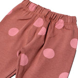 BROWN POLKA DOTS PRINTED HEAVY RIBBED FABRIC PAJAMA FOR GIRLS