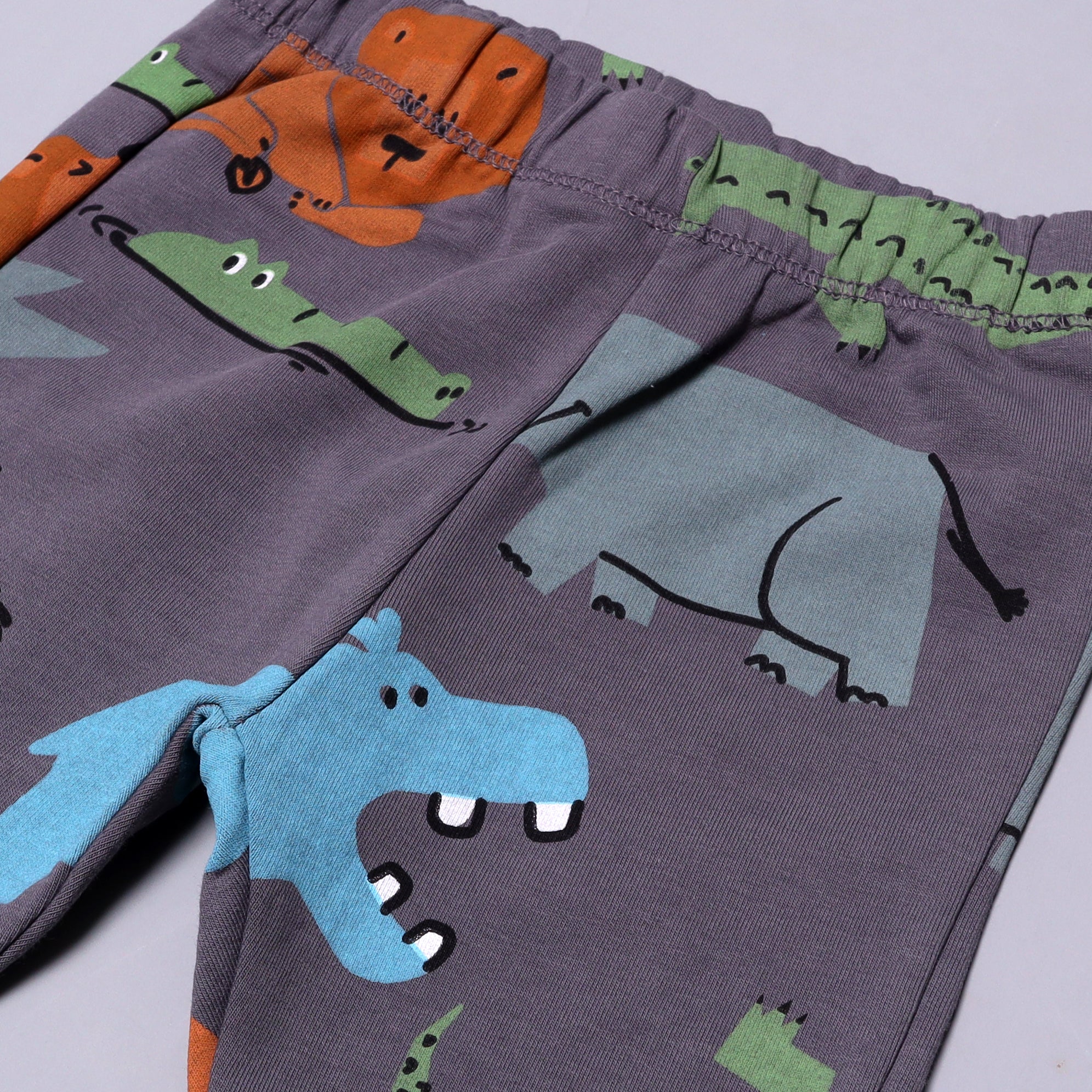 GREY TERRY FABRIC DINO LION PRINTED PAJAMA / TROUSER Secondary image