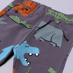 GREY TERRY FABRIC DINO LION PRINTED PAJAMA / TROUSER