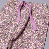 PINK MULTI FLOWERS RIBBED FABRIC PAJAMA FOR GIRLS
