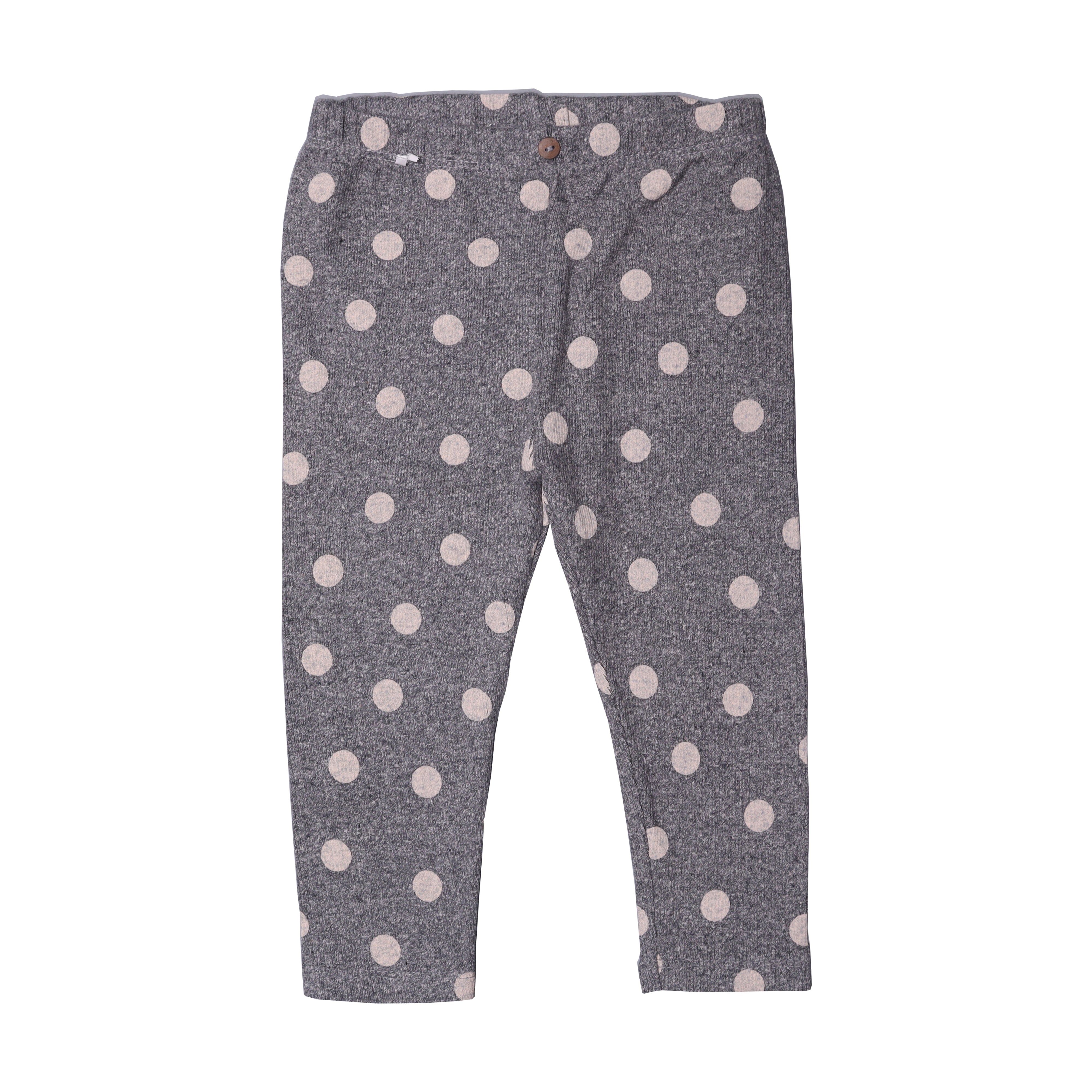 GREY POLKA DOTS PRINTED RIBBED FABRIC PAJAMA FOR GIRLS Main image