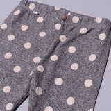 GREY POLKA DOTS PRINTED RIBBED FABRIC PAJAMA FOR GIRLS