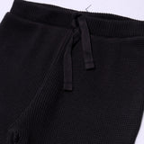 BLACK WITH KNOT BOTTOM FRIL THERMAL FABRIC PLAIN PAJAMA TROUSER