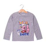 GREY THE BEST POPEYE PRINTED FULL SLEEVES T-SHIRT