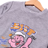 GREY THE BEST POPEYE PRINTED FULL SLEEVES T-SHIRT