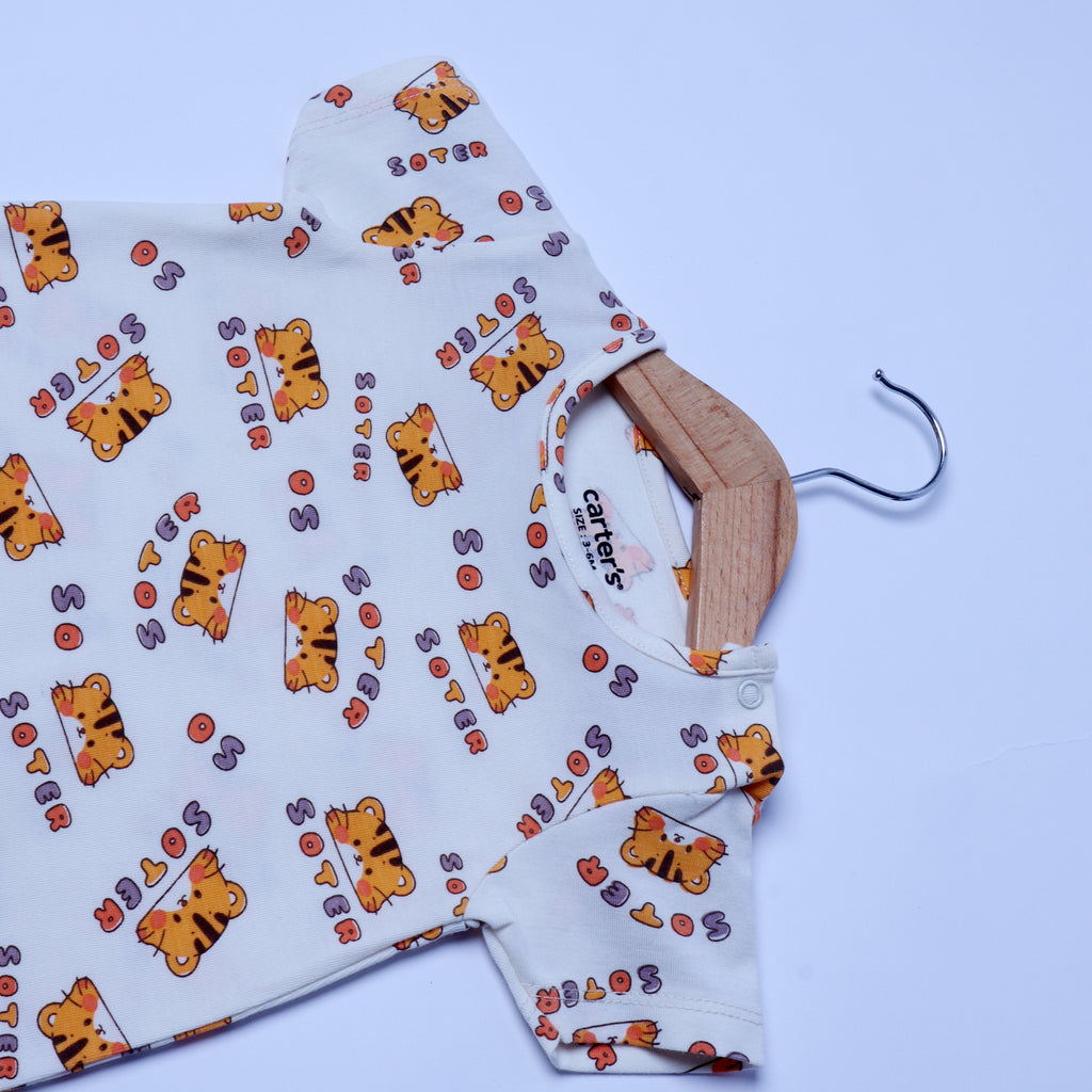 WHITE SOTER PRINT HALF BODY ROMPER