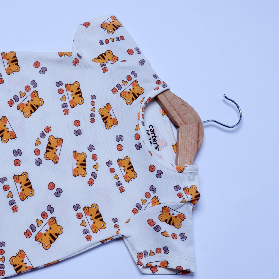 WHITE SOTER PRINT HALF BODY ROMPER