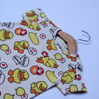LIGHT YELLOW DUCK PRINT HALF BODY ROMPER