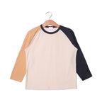 CREAM PLAIN BROWN & BLUE SLEEVES FULL SLEEVES T-SHIRT