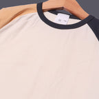CREAM PLAIN BROWN & BLUE SLEEVES FULL SLEEVES T-SHIRT