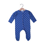 Load image into Gallery viewer, ROYAL BLUE STARS PRINT COTTON JERSY FABRIC FULL BODY FULL SLEEVES ROMPER

