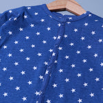 Load image into Gallery viewer, ROYAL BLUE STARS PRINT COTTON JERSY FABRIC FULL BODY FULL SLEEVES ROMPER
