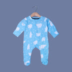 SKY BLUE POLAR BEAR PRINT FULL BODY FULL SLEEVES ROMPERS