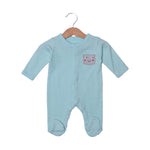 Load image into Gallery viewer, SKY BLUE SMILY FACE EMBROIDERED BOTH SIDES FULL BODY FULL SLEEVES ROMPERS
