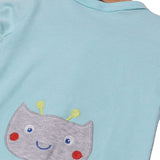 SKY BLUE SMILY FACE EMBROIDERED BOTH SIDES FULL BODY FULL SLEEVES ROMPERS